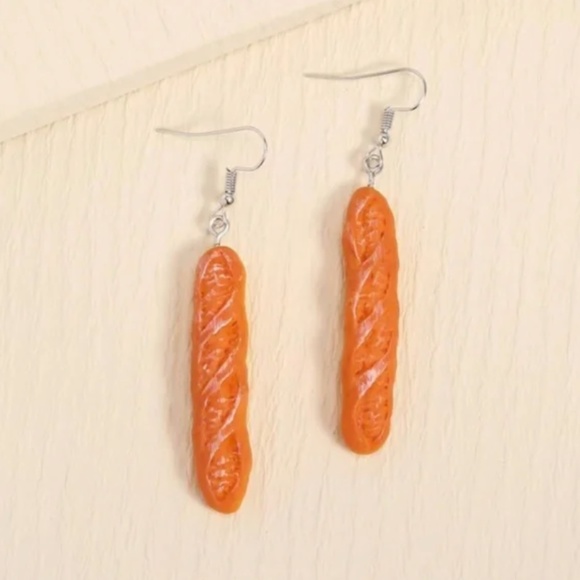 ✨ FREE Bread Snack Food Boho Peasant Hipster Pop Art Deco Farm Hippie Earrings - Picture 1 of 4